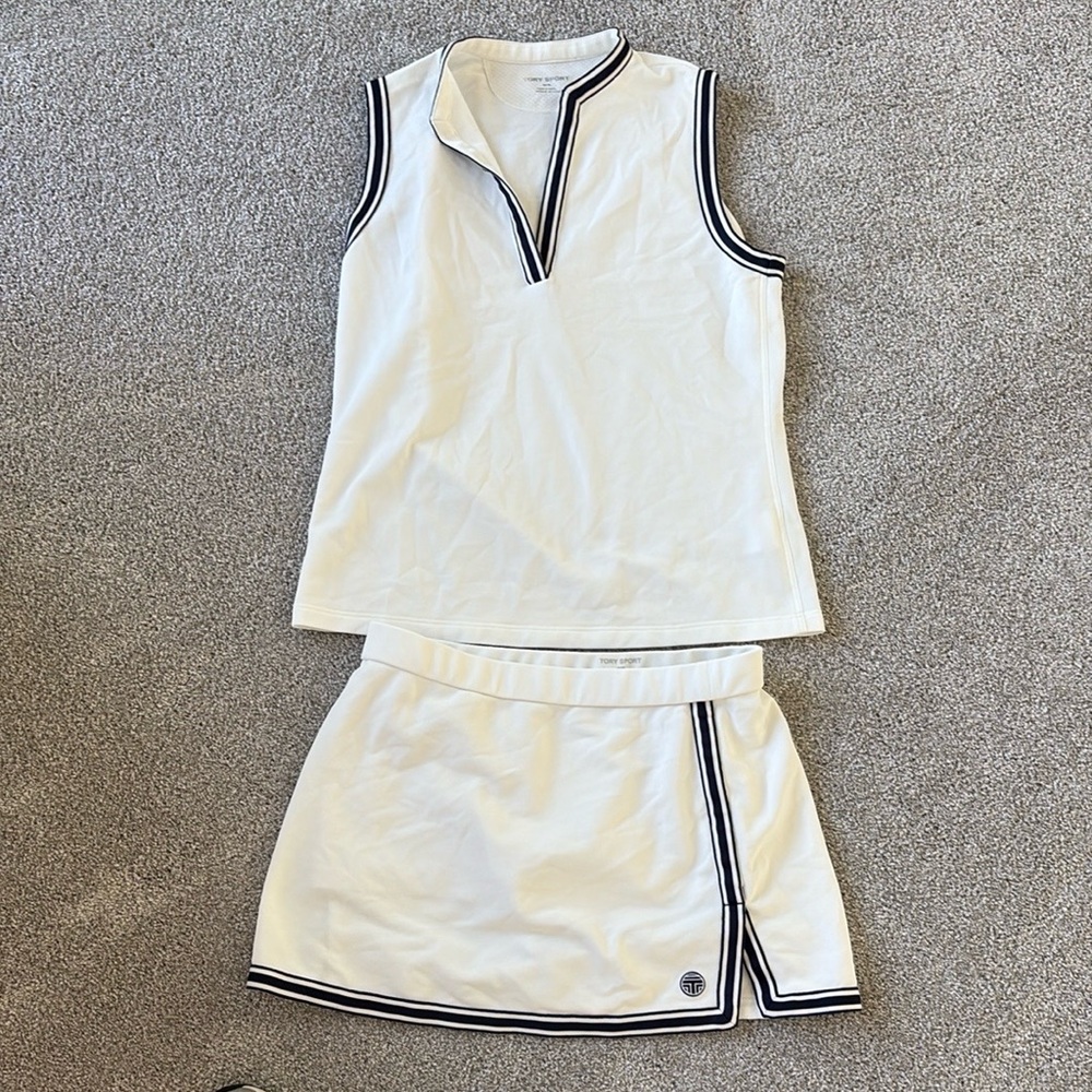 Tory Sport White A-Line Mini Skirt Athletic Style